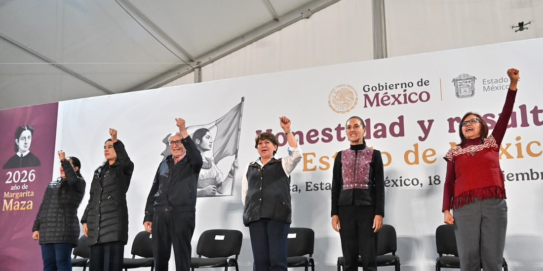 La presidenta Claudia Sheinbaum Pardo y la gobernadora Delfina Gómez Álvarez encabezaron un encuentro masivo con más de 65 mil asistentes en Toluca.