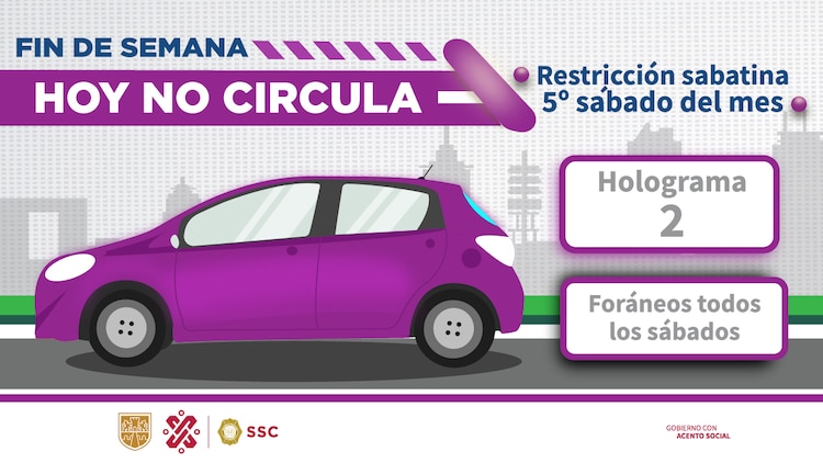 Así aplica el Hoy No Circula los quintos sábados del mes.