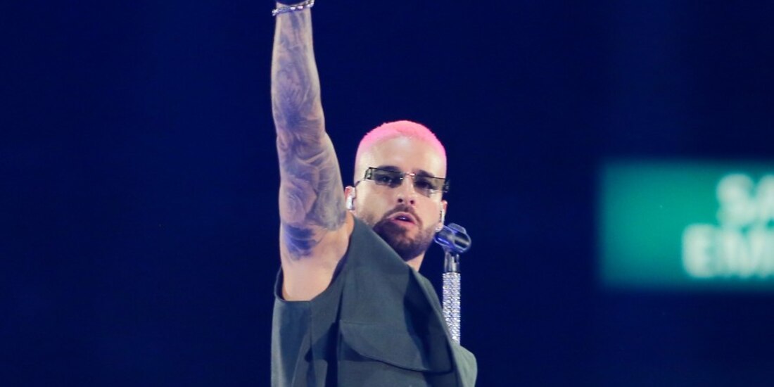 El astro colombiano, ayer en su concierto.