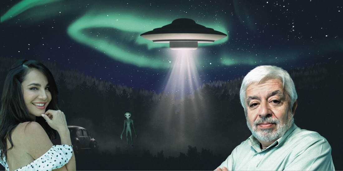 Martha Higareda y Jaime Maussan sostienen platica sobre el fenómeno ovni.