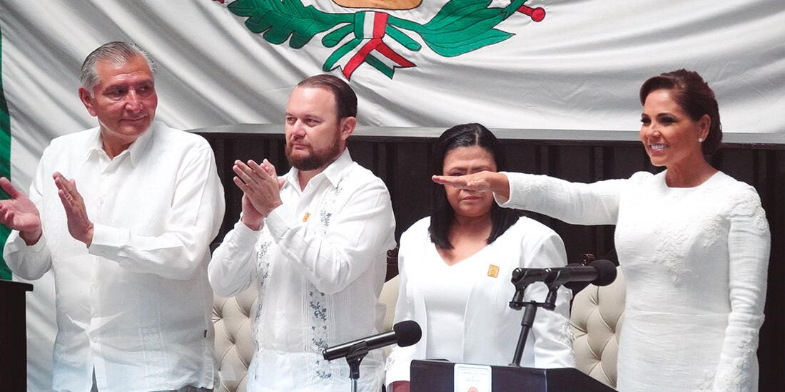 La gobernadora, en el Congreso del Estado de Quintana Roo, ayer.