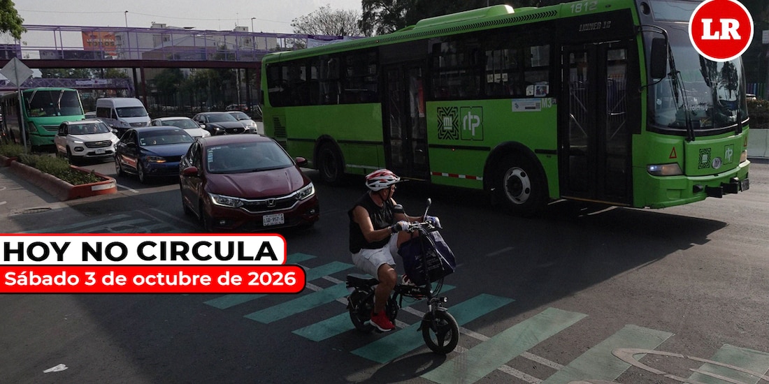Te contamos cómo aplica el programa Hoy No Circula este sábado 3 de octubre de 2026.