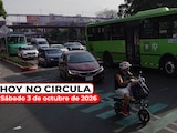 Te contamos cómo aplica el programa Hoy No Circula este sábado 3 de octubre de 2026.