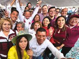 Marcelo Ebrard en un acto proselitista del candidato Julio Menchaca en el municipio de Acatlán, Hidalgo, ayer.