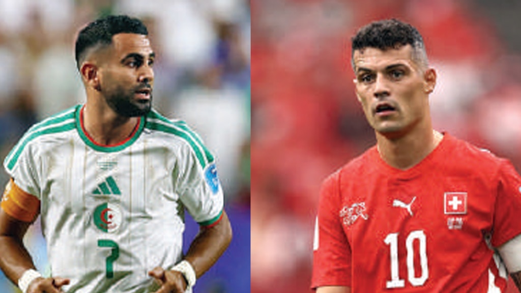 Riyad Mahrez durante un encuentro del certamen y Granit Xhaka, capitán de su selección