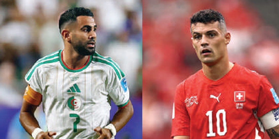 Riyad Mahrez durante un encuentro del certamen y Granit Xhaka, capitán de su selección