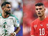 Riyad Mahrez durante un encuentro del certamen y Granit Xhaka, capitán de su selección