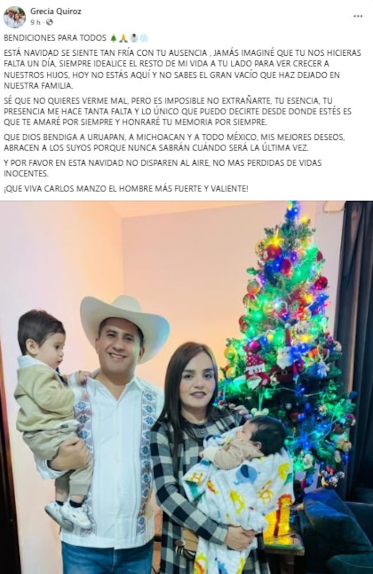 “Sé que no quieres verme mal, pero es imposible no extrañarte”, señaló Grecia Quiroz al recordar a Carlos Manzo.