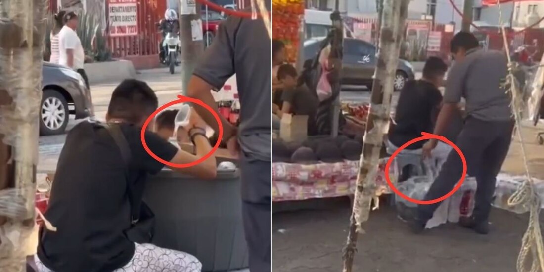 Captan a vendedores rellenando una botella con agua sucia.