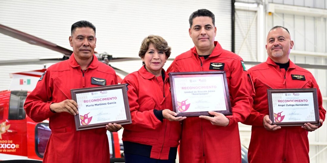 Delfina Gómez reconoce el compromiso de la Unidad de Rescate Aéreo “Relámpagos” en su 30 Aniversario.