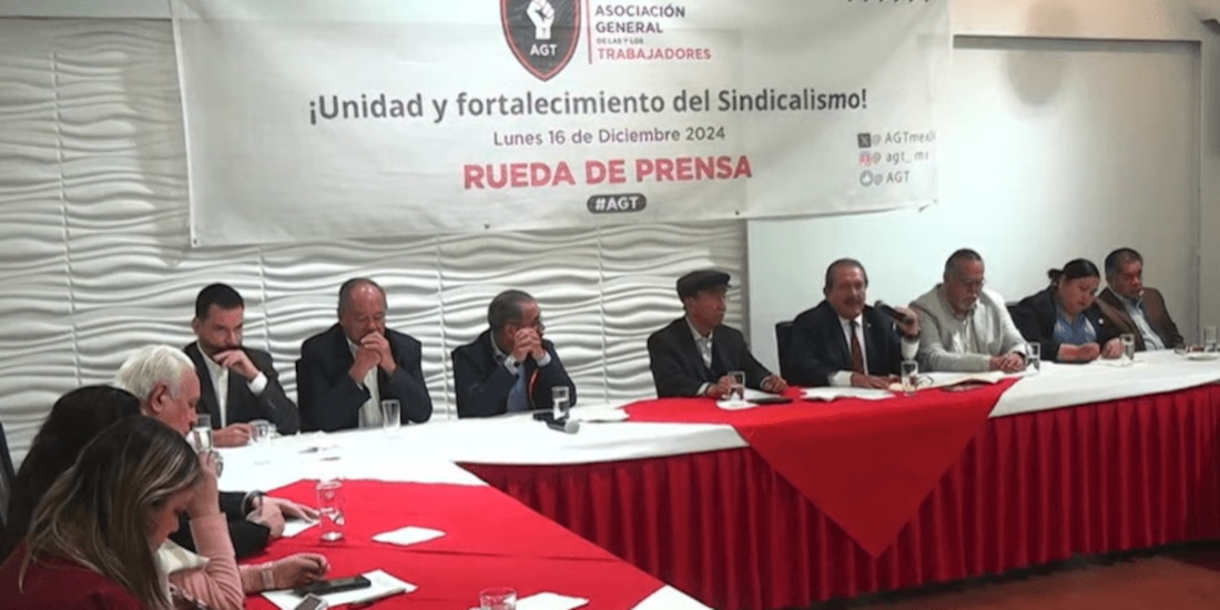 Asociación General de las y los Trabajadores, ayer, en conferencia de prensa.