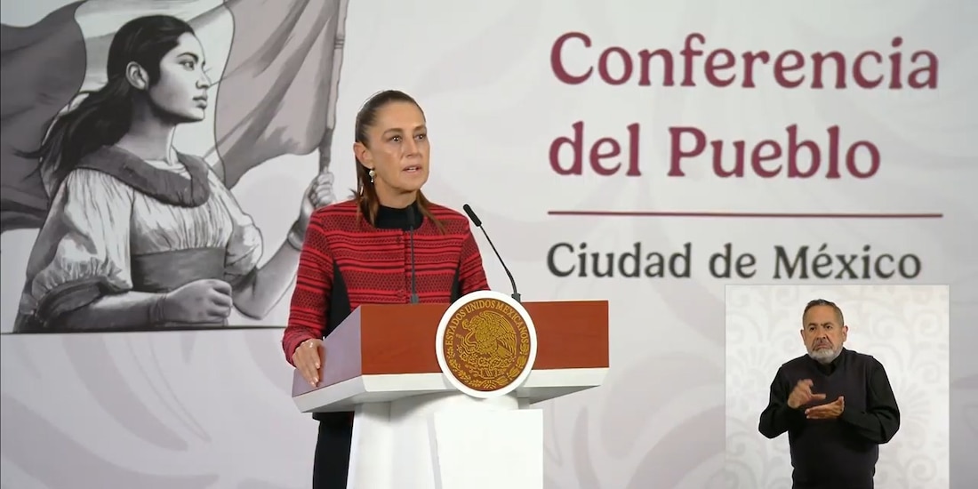 La Presidenta de México en conferencia de prensa en Palacio Nacional.