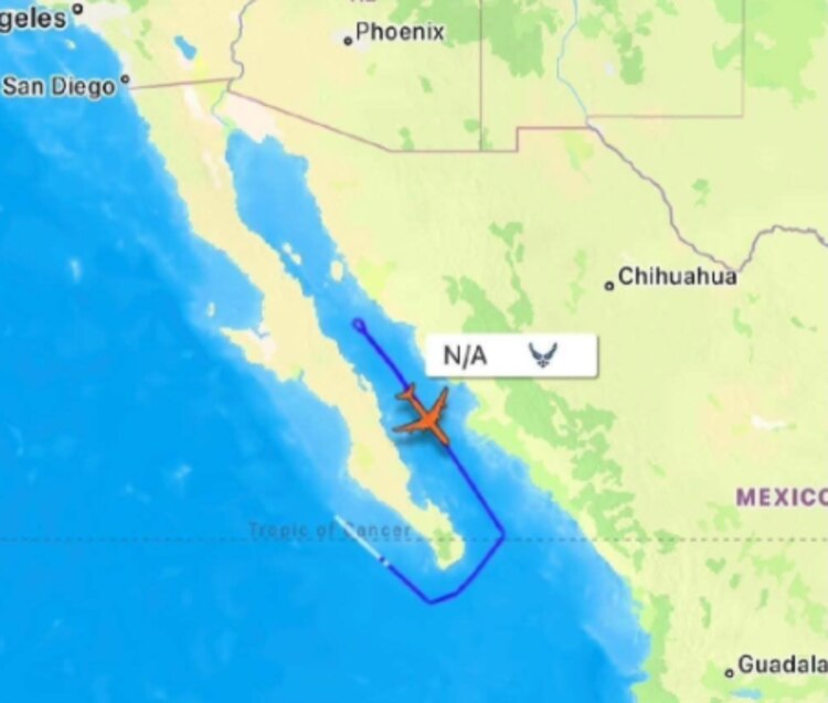 Presunta ruta de uno de los vuelos difundido en redes sociales el pasado 3 de febrero.