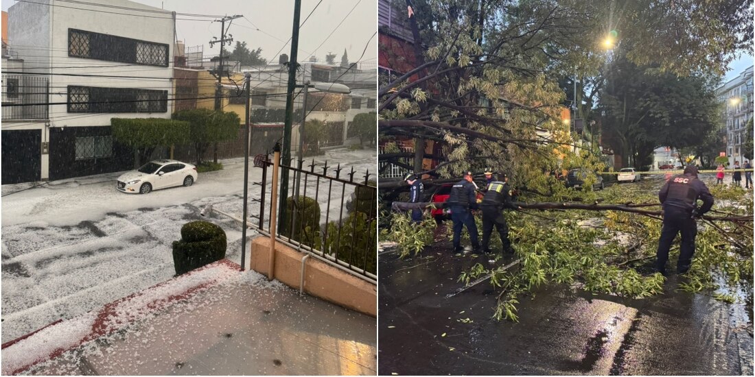 Afectaciones en la Ciudad de México por tormenta acompañada de granizo.