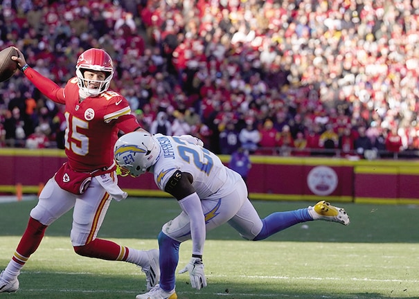 Mahomes, el domingo, en el juego ante los Chargers.