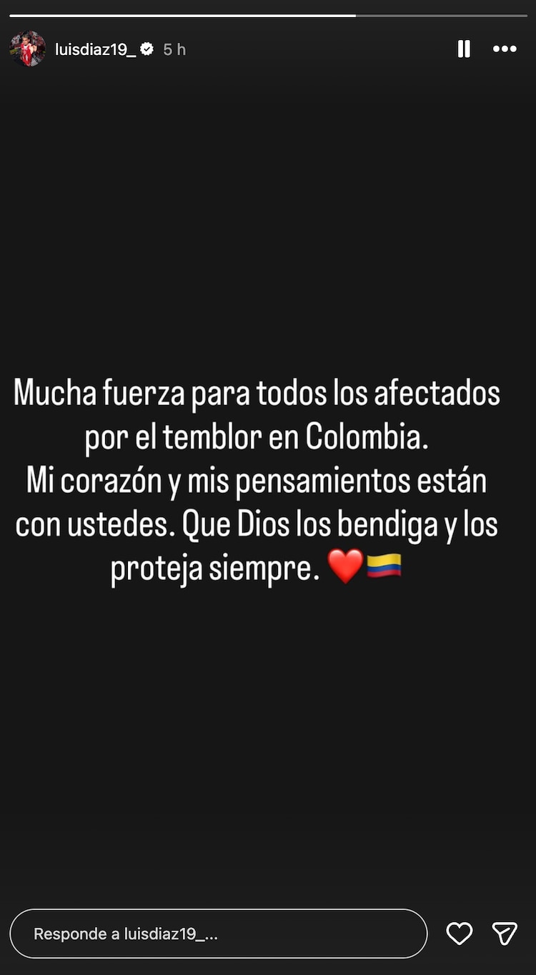 El mensaje de Luis Díaz tras el terremoto en Colombia.
