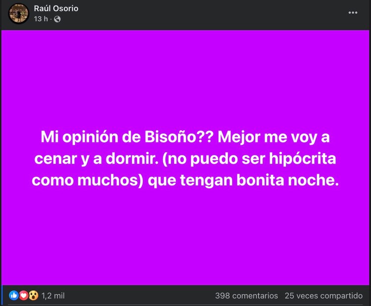 Mensaje de Raúl Osorio