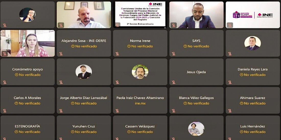 Sesión virtual de las comisiones unidas del Proceso Electoral del INE, ayer.