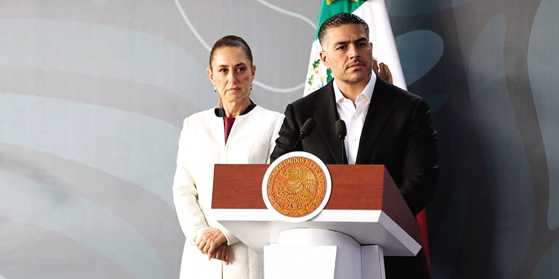 Claudia Sheinbaum, ayer, con Omar García Harfuch, en Morelos