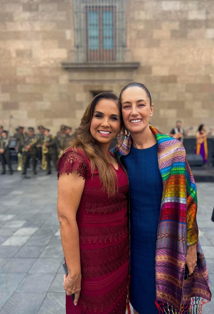 Mara Lezama (izq.) con la presidenta electa Claudia Sheinbaum (der.).