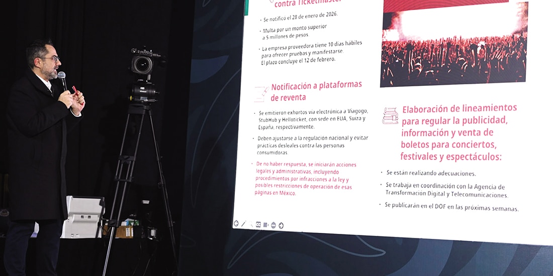 Iván Escalante Ruiz, titular de la Profeco, en anuncio de la multa de 5 mdp
a Ticketmaster, ayer.