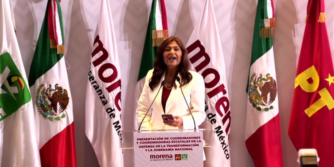 Nora Ruvalcaba, durante su nombramiento como coordinadora de la Defensa de la Transformación en Aguascalientes.