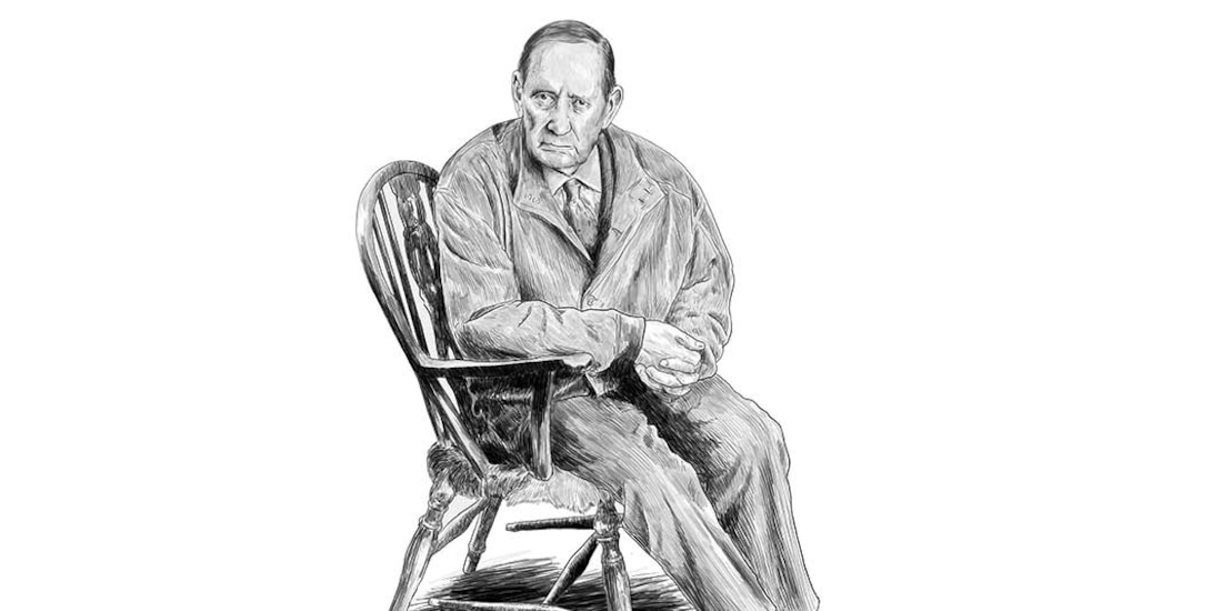 Ilustración basada en una fotografía de archivo de Miguel Delibes.