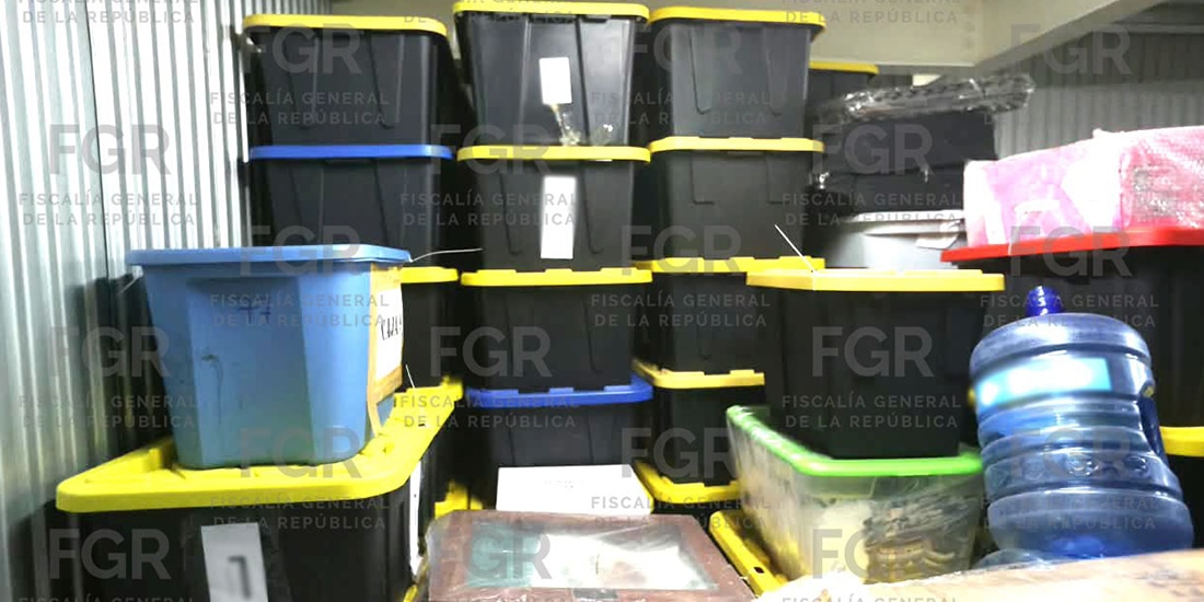 Parte del material asegurado en el contenedor ligado a los exmandos navales.
