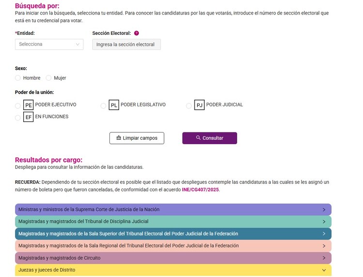 En este menú puedes filtrar a los candidatos por estado.