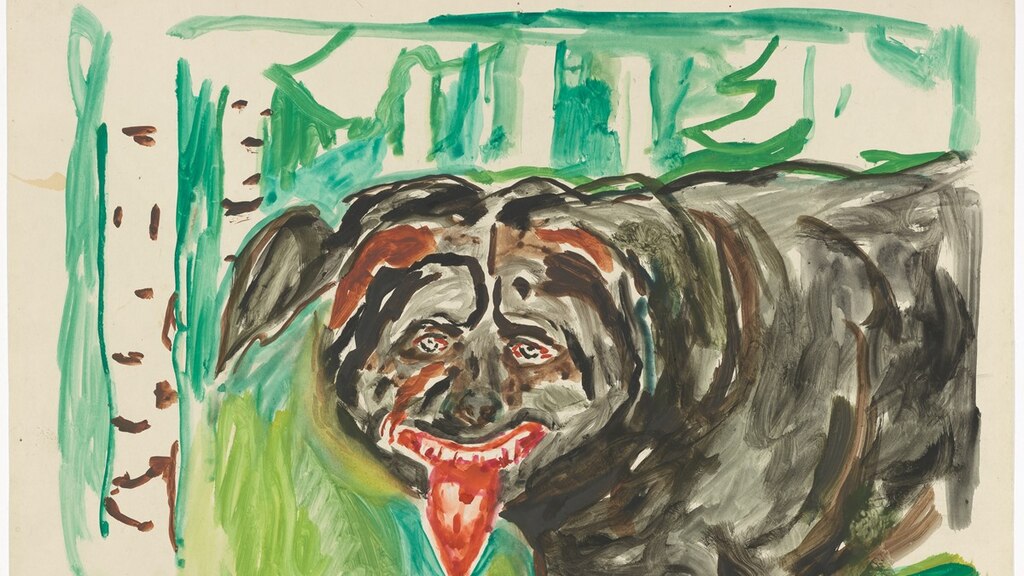 Edvard Munch, Perro enojado, acuarela, 1938-1940.