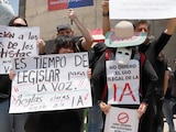 PROTESTA de actores de doblaje para exigir legislación sobre la IA, en 2025.