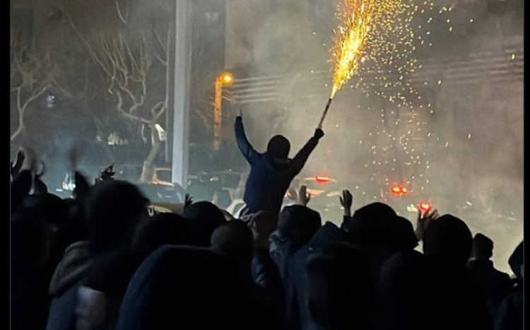 Aspecto de las manifestaciones en Irán.