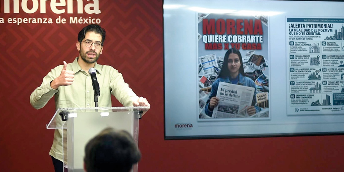 El diputado local de Morena, Ángel Tamariz, en conferencia, ayer