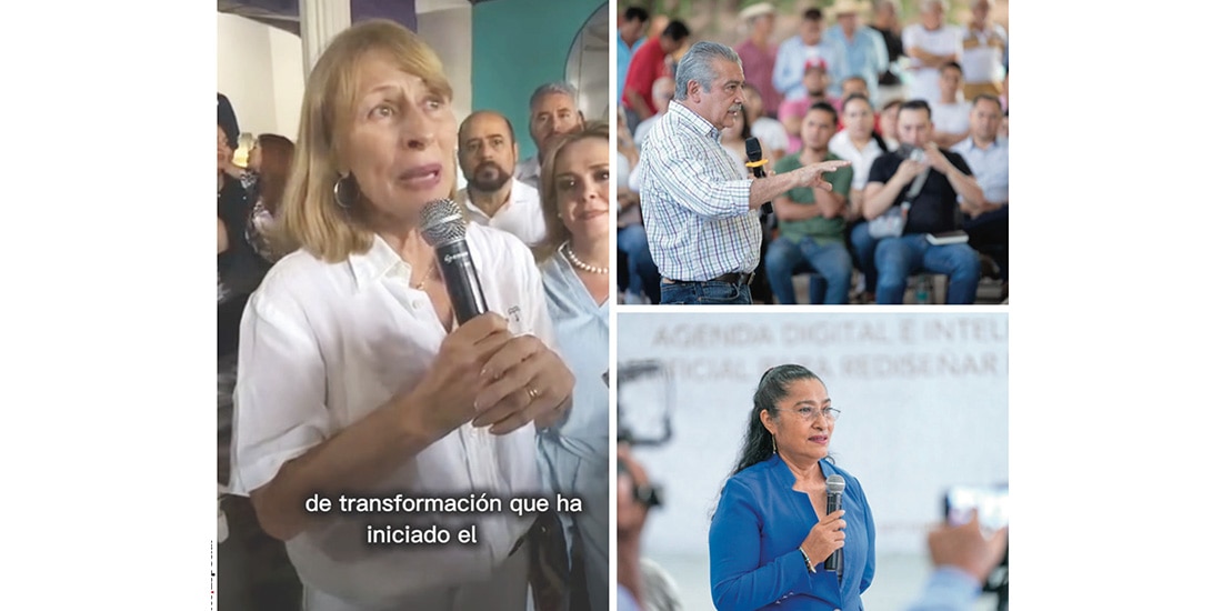 Tatiana Clouthier (izq.), Raúl Morón y Abelina López, en fotos de archivo.