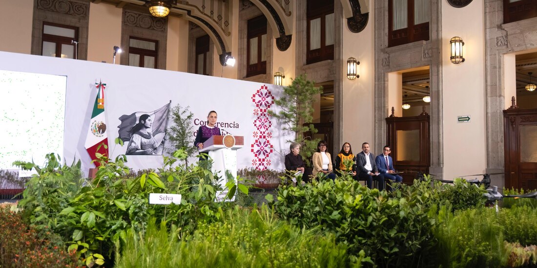 Conferencia de Claudia Sheinbaum en Palacio Nacional.