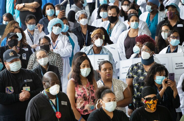 Trabajadores de la salud en Nueva York, el jueves 4 de junio de 2020.