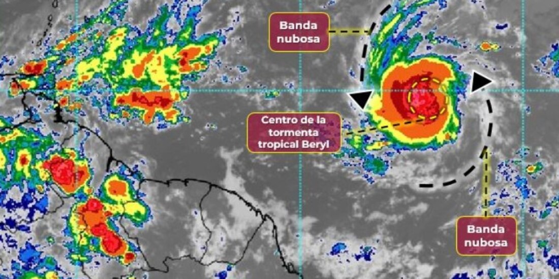 Tormenta Beryl podría convertirse en huracán de categoría 1.