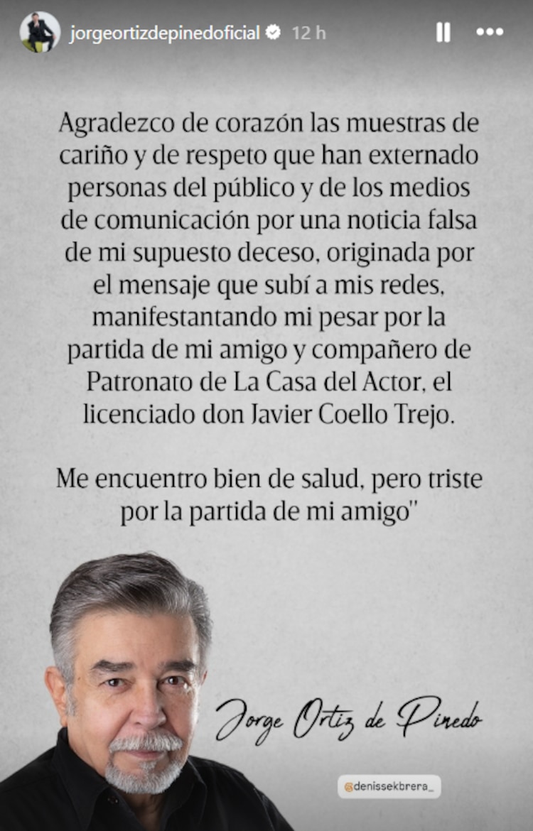 Jorge Ortiz de Pinedo desmintió los rumores sobre su supuesta muerte