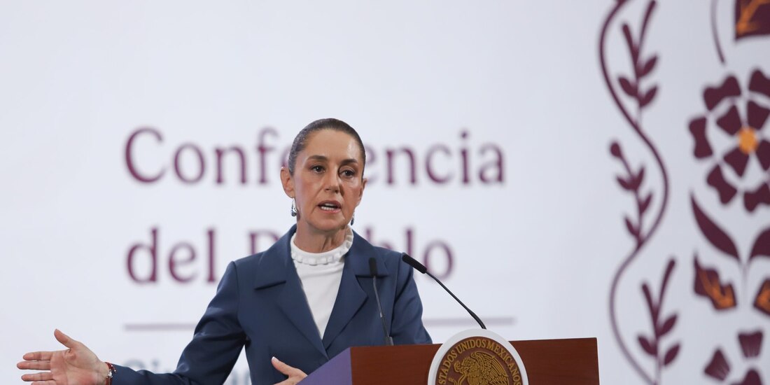 Claudia Sheinbaum, presidenta de México, responde preguntas de la prensa durante la conferencia matutina del martes 27 de mayo de 2025