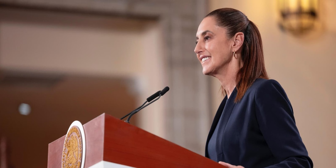 La Presidenta Claudia Sheinbaum este lunes en Palacio Nacional.