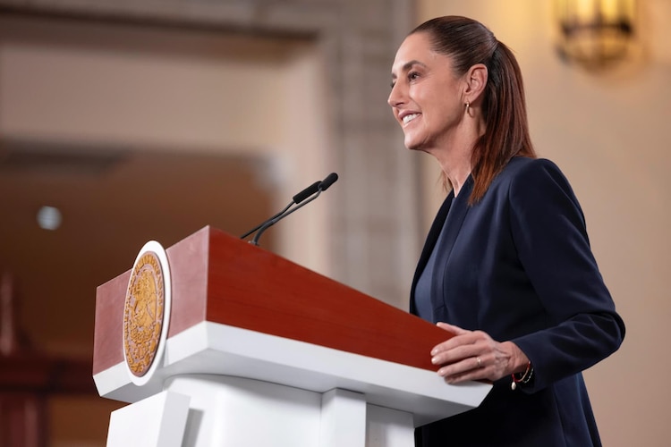 La Presidenta Claudia Sheinbaum este lunes en Palacio Nacional.