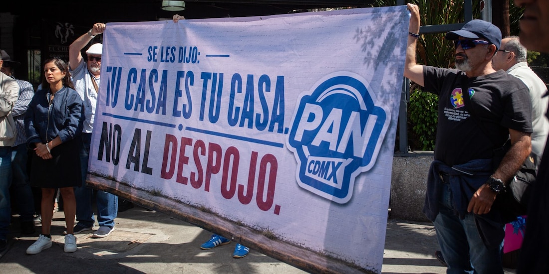 Conferencia de prensa del PAN Ciudad de México sobre acciones contra el despojo, el 3 de agosto de 2026.