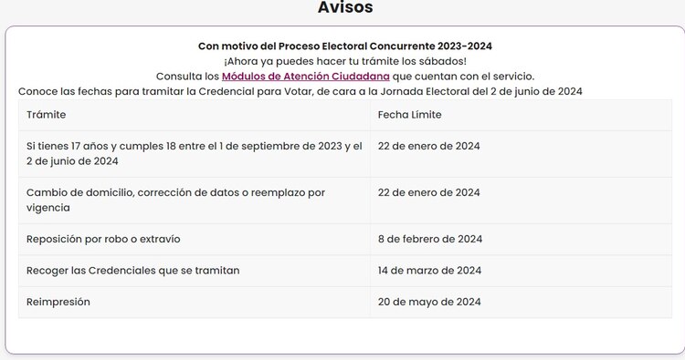 Estas son las fechas para renovar la credencial del INE si vence en 2024.