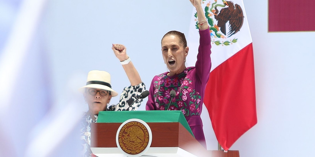 Claudia Sheinbaum, presidenta de México, durante su evento de rendición de cuentas en el Monumento a la Revolución