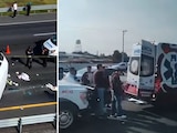 Volcadura de combi en la México - Pachuca deja varias personas lesionadas, algunas de gravedad.