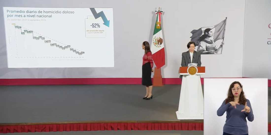 Marcela Figueroa, titular del SESNSP, durante la Conferencia del Pueblo.