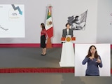 Marcela Figueroa, titular del SESNSP, durante la Conferencia del Pueblo.