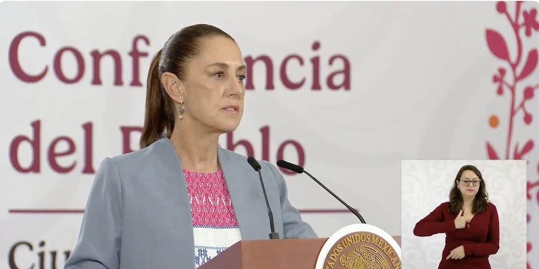 Claudia Sheinbaum, presidenta de México, en la Conferencia del Pueblo.