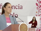 Claudia Sheinbaum, presidenta de México, en la Conferencia del Pueblo.