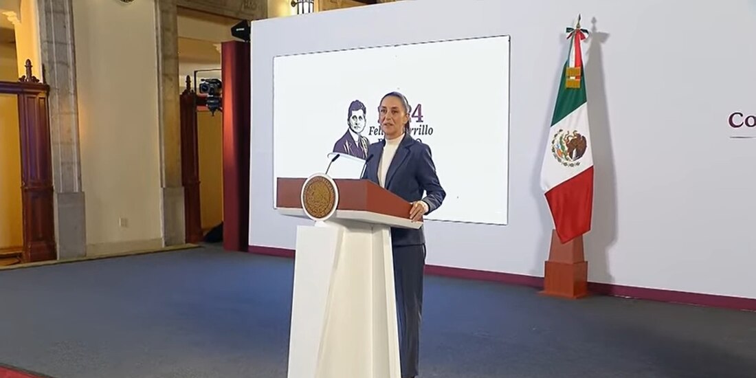 Claudia Sheinbaum este miércoles en Palacio Nacional.